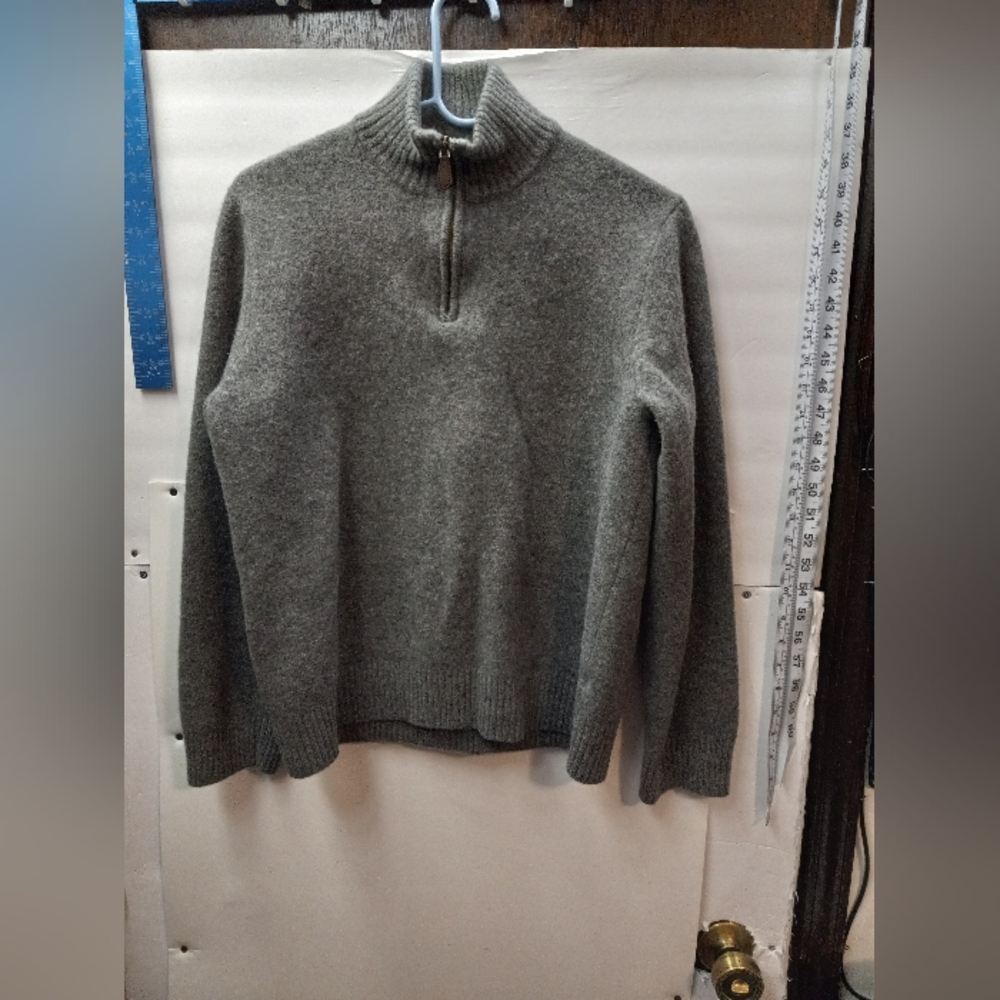 J.Crew Factory 100% Lambs Wool Fisherman Zip Pullover Business Casual Sweater